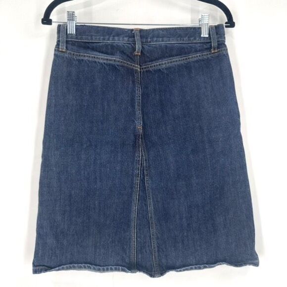 GAP Y2K Denim Jean Skirt Size 2 Deconstructed Medium Wash Above Knee Seamed 2004 - Picture 3 of 9